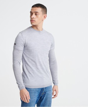 Superdry Edit Merino Crew Neck Férfi Ugró Világos Szürke | ZXSOP8057